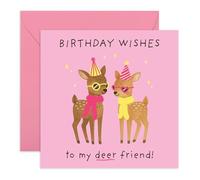 Bonita tarjeta de cumpleaños con diseño de ciervo con texto en inglés «Birthday Wishes to My Deer Friend!» - Encantador diseño de cervatillos - Encantador saludo para mejor amiga, hermana, hija, novia