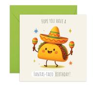 Bonita tarjeta de cumpleaños de taco, "Hope You Have a Fantas-Taco Birthday", divertida tarjeta de felicitación para niños, niñas, amigos, mejores amigos, mejores amigos, niños, hijos, hija, sobrina