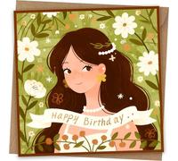 Bonita tarjeta de cumpleaños para mujer, diseño floral de feliz cumpleaños para niñas, hermanas, madres, tías, hijas, sobrinas