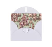 Bonita tarjeta de felicitación con diseño de cuento de hadas Castle02, tarjeta de felicitación con sobres plegados de cartulina para todas las ocasiones
