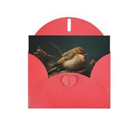 Bonita tarjeta de felicitación con diseño de pájaro posado rojo de 6 x 4 pulgadas con sobre, que cubre cumpleaños, bodas y otras ocasiones