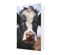 Bonita tarjeta de felicitación de vaca, página interior en blanco, incluye sobre, 10 x 15 cm, para invitaciones de aniversario y fiestas.