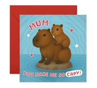 Bonita tarjeta de felicitación para mamá, "You Make Me So Capy", tarjeta de agradecimiento de capibara dulce para mamá, madre, mamá, ella, mujeres de niños o hijo, hija, día de la madre o decir
