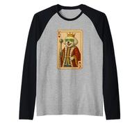 Bonita tarjeta de juego Bichon Frise King Hearts Retro Disco Dog Camiseta Manga Raglan