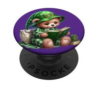 Bonita Tela Escocesa Irlandesa Woodland Lucky Green Clover Forest Friend PopSockets PopGrip Adhesivo