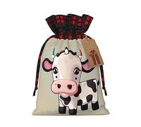 Bonita vaca blanca, 1 bolsa de material duradero de 8.3 x 11.8 pulgadas con cordón para regalo elegante de Halloween