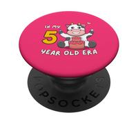 Bonita vaca en mi era de 5 años, lindo y divertido animal de quinto cumpleaños PopSockets PopGrip Adhesivo