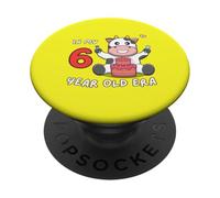 Bonita vaca en mi era de 6 años, lindo y divertido animal de sexto cumpleaños PopSockets PopGrip Adhesivo
