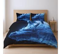 Bonita y Brillante Funda de edredón, Fantasia Humo dragón Alta definición, Juego de Cama para jóvenes y Adultos, Negro, 220 x 220 cm + 2 Funda edredón 50x75 cm