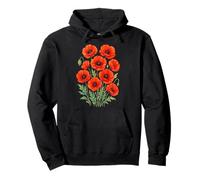 Bonitas Amapolas Rojas Flores en plena floración Formas Blancas Mania Sudadera con Capucha