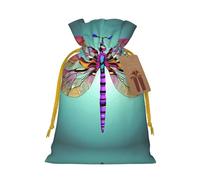 Bonitas bolsas con cordón con estampado de libélula para regalos, bolsas de regalo de tela reutilizables, para regalos de vacaciones y fiestas