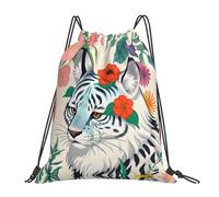 Bonitas bolsas con cordón con estampado de tigre blanco, mochilas deportivas y de gimnasio, perfectas para baloncesto, yoga, viajes y mucho más