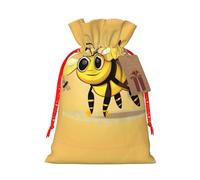 Bonitas bolsas de cordón con estampado de abeja de dibujos animados, bolsas de regalo reutilizables con cordón, perfectas para vacaciones y fiestas