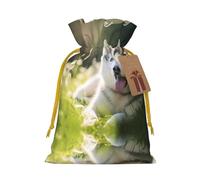 Bonitas bolsas de cordón con estampado Husky para regalos, bolsas de regalo de tela reutilizables, para regalos de vacaciones y fiestas