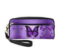 Bonitas bolsas de cosméticos con diseño de mariposas moradas para mujer, neceser de viaje, organizador de accesorios, bolsa con cremallera, idea de regalo, Black, Talla única, Neceser de maquillaje