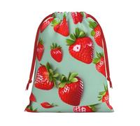 Bonitas bolsas de Navidad con estampado de fresas, bolsa de almacenamiento, suministros de fiesta de cumpleaños, también se puede utilizar para almacenamiento diario