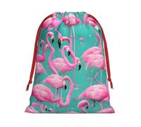 Bonitas bolsas de Navidad de flamencos rojos, bolsa de almacenamiento, suministros de fiesta de cumpleaños, vacaciones, también se puede utilizar para almacenamiento diario