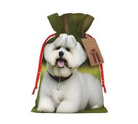 Bonitas bolsas de regalo con cordón con estampado de perro bichón frisé, bolsas de dulces de Navidad, bolsas reutilizables para regalos de fiesta