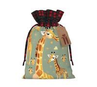 Bonitas bolsas de regalo con cordón para Navidad, diseño de jirafas de dibujos animados salvajes, para envolver regalos decorativos