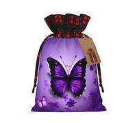 Bonitas bolsas de regalo de arpillera con cordón, diseño de mariposas moradas, ideales para cualquier ocasión