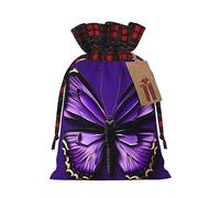 Bonitas bolsas de regalo de arpillera con diseño de mariposas moradas, bolsas de regalo de tela premium para vacaciones y celebraciones