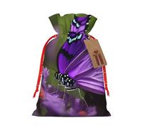 Bonitas bolsas de regalo de Navidad de tela versátil con cordón de mariposa morada, perfectas para vacaciones y ocasiones especiales