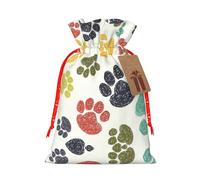 Bonitas bolsas de regalo reutilizables con estampado de huellas de perro, bolsas de regalo con cordón para joyas y regalos, para ocasiones festivas