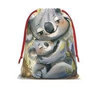 Bonitas bolsas de regalo reutilizables con estampado de koala para mamá y bebé, bolsas de regalo de tamaño mediano, bolsas con cordón para regalos para Navidad, cumpleaños