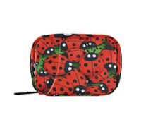 Bonitas bolsas rojas distintivas de insectos de dibujos animados con compartimentos desmontables, práctica bolsa de viaje para medicina