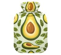 Bonitas botellas de agua caliente verde aguacate con funda suave para cuello, hombros y calambres menstruales, tamaño mediano
