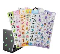 Bonitas calcomanías 3D, calcomanías decorativas estéticas que brillan en la oscuridad, 6 hojas de calcomanías para de teléfono, cuaderno, álbumes de recortes, diario, manualidades, niños, niñas