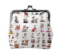 Bonitas carteras con patrón de carlino chihuahua para mujer, monedero para mujer, cartera pequeña para mujer, adecuada para mujeres, elegante y personalizada, color negro, talla única, Art Deco,