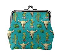 Bonitas carteras de cactus y calavera de toro para mujer, monedero para mujer, cartera pequeña para mujer, adecuada para mujeres, elegante y personalizada, Negro -, Talla única, Art Deco