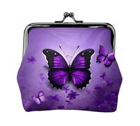 Bonitas carteras pequeñas de mariposas moradas para mujer, carteras para mujer, monedero para mujer, cartera pequeña para mujer, con cremallera y cierre de beso, Negro -, Talla única, Art Deco