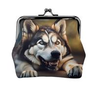 Bonitas carteras pequeñas husky para mujer, carteras para mujer, monedero para mujer, cartera pequeña para mujer, con cremallera y cierre de beso, Negro -, Talla única, Art Deco