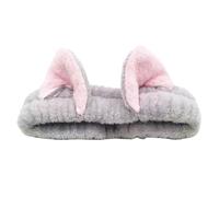 Bonitas diademas de orejas de gato para mujeres y niñas, diademas de spa de forro polar coral, para maquillaje, lavado facial, accesorios para el cuidado de la piel (gris)