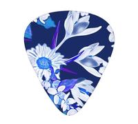 Bonitas flores blancas con estampado azul,12 púas de guitarra, 3 grosores diferentes para guitarra acústica, bajo y ukelele