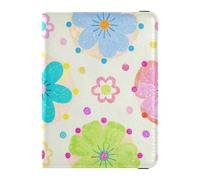 Bonitas flores coloridas con lunares de cuero decorativo para pasaporte, organizador de documentos de viaje, protector de tarjetas de identificación, vacunas, cartera impermeable, Bonitas flores