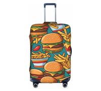 Bonitas fundas para maletas de hamburguesas fritas, estampadas de personalidad a la moda, adecuadas para negocios y uso al aire libre, White, XL