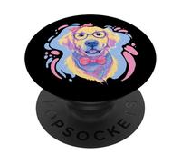 Bonitas Gafas Azules con Estampado de Golden Retriever Dog Lover PopSockets PopGrip Adhesivo