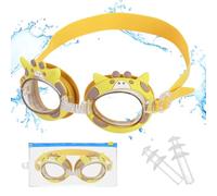 Bonitas Gafas de Natación de Jirafa, Gafas de Natación para Niños Niñas 4-14, con Tapones para Los Oídos y Bolsa Potable, Antiniebla Anti-UV Sin Fugas Gafas Natación, Alta Definición, Premium Cómodo