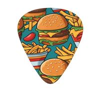 Bonitas hamburguesas fritas elegantes y duraderas, tres tipos de púas de guitarra finas, medianas y pesadas (12 piezas), adecuadas para guitarra, bajo, guitarra eléctrica, ukelele,