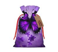 Bonitas mariposas moradas versátiles de tela con cordón, bolsas de regalo de Navidad, perfectas para vacaciones y ocasiones especiales