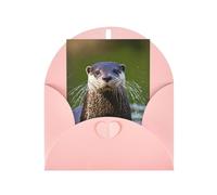 Bonitas nutrias marrones con estampado de animales adorables tarjetas y sobres en blanco, diseños únicos perfectos para festivales, invitaciones