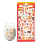 Bonitas pegatinas transparentes 3D con temática alimentaria - Pegatinas de PVC gofrado Kawaii | Calcomanías autoadhesivas para revistas, agendas, teléfonos, botellas de agua y manualidades de