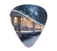 Bonitas púas de guitarra de tren nocturno nevado en tamaños finos, medianos y gruesos, juego de 12 piezas, adecuado para guitarra eléctrica y varios instrumentos