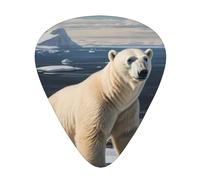 Bonitas púas de guitarra impresas con oso polar, juego de 12 piezas con estilos finos, medianos y gruesos, viene con una caja de almacenamiento
