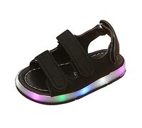 Bonitas sandalias LED para niños y niñas, antideslizantes, con luz, cómodas, puntera abierta, huecas, transpirables, con suela suave, ligeras, ajustables, planas, de ajuste ancho, para exteriores