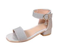 Bonitas sandalias para niñas pequeñas en verano, informales, pantuflas, calcetines de animales, Silver, 1 UK 3X-Narrow