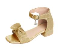 Bonitas sandalias para niñas pequeñas en verano, sandalias casuales ligeras para niños pequeños, Gold, 4 UK 3X-Narrow